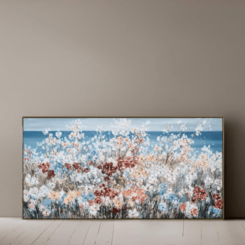 Textured Floral Framed Canvas Wall Art – Vibrant 3D Hand-Painted Botanical Artwork