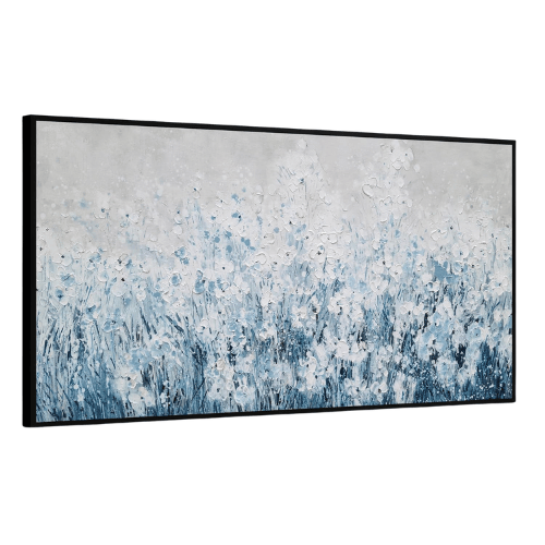 Textured Floral Framed Canvas Wall Art – Vibrant 3D Hand-Painted Botanical Artwork