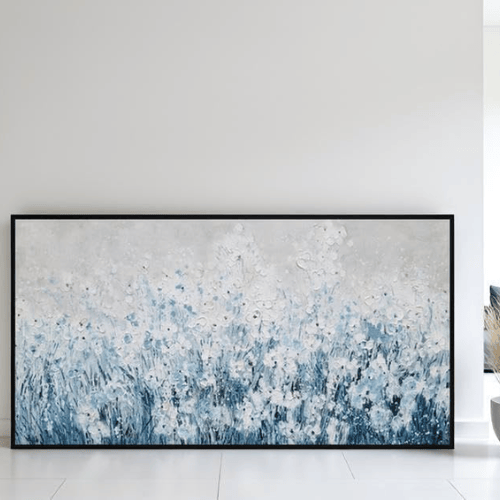 Textured Floral Framed Canvas Wall Art – Vibrant 3D Hand-Painted Botanical Artwork