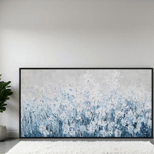 Textured Floral Framed Canvas Wall Art – Vibrant 3D Hand-Painted Botanical Artwork