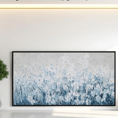 Textured Floral Framed Canvas Wall Art – Vibrant 3D Hand-Painted Botanical Artwork