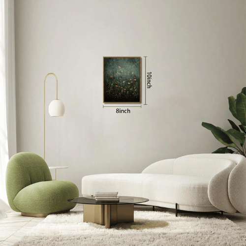Vintage Green Botanical Framed Wall Art – Wildflower Meadow Canvas Print