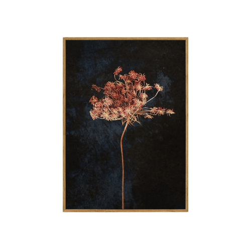 Vintage Moody Dried Botanical Framed Art – Dark Minimalist Floral Canvas Print