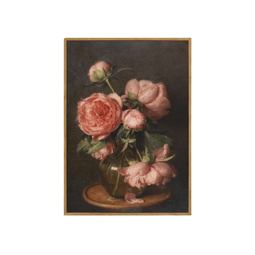Vintage Pink Peony Framed Wall Art – Romantic Floral Canvas Print