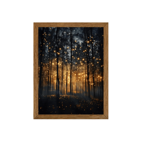 Ethereal Forest & Sunset Framed Canvas Art