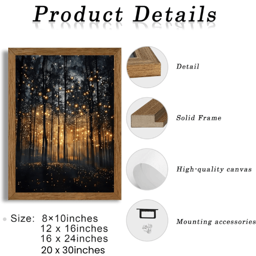 Ethereal Forest & Sunset Framed Canvas Art