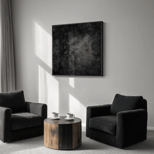Modern Abstract Square Framed Art – Minimalist Monochrome Canvas Print