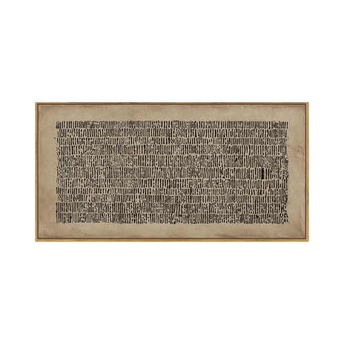 Modern Wabi-Sabi Abstract Framed Art – Neutral Brown & Black Line Canvas