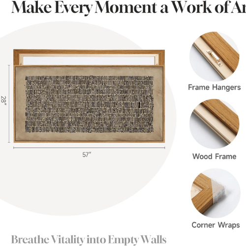 Modern Wabi-Sabi Abstract Framed Art – Neutral Brown & Black Line Canvas