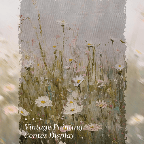 "Morning Meadow" Vintage Gold Framed Art – Aesthetic Wildflower Field Oil Painting
