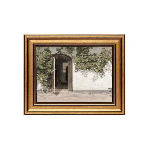 Vintage "Vineman Climbing the Walls" Framed Art – Classic House & Garden Landscape