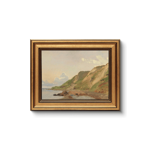 Vintage Coastal Horizon Gold Framed Art – Classic Shoreline Landscape
