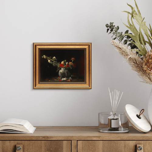 Vintage Floral Gold Framed Art – Classic Botanical Still Life