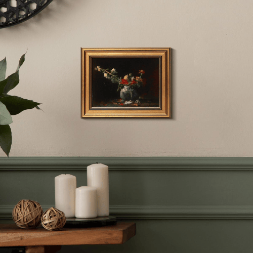 Vintage Floral Gold Framed Art – Classic Botanical Still Life