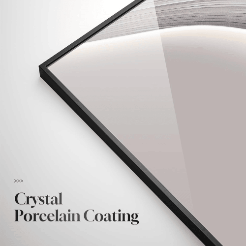 Modern Silver-Gray 3-Piece Framed Set – Crystal Porcelain High-Gloss Abstract