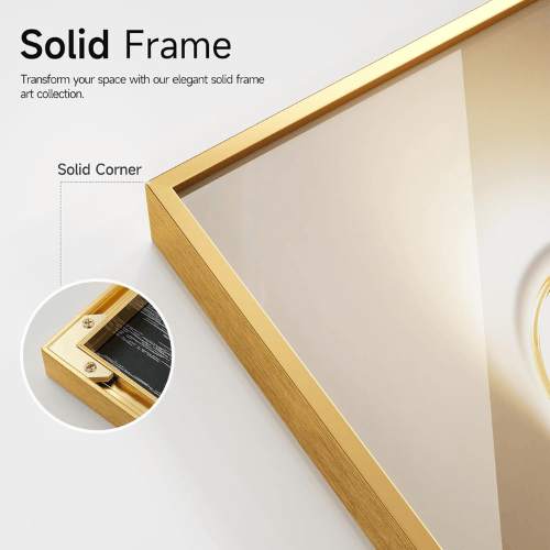 Modern Golden Essence 3-Piece Framed Set – Crystal Porcelain High-Gloss Abstract