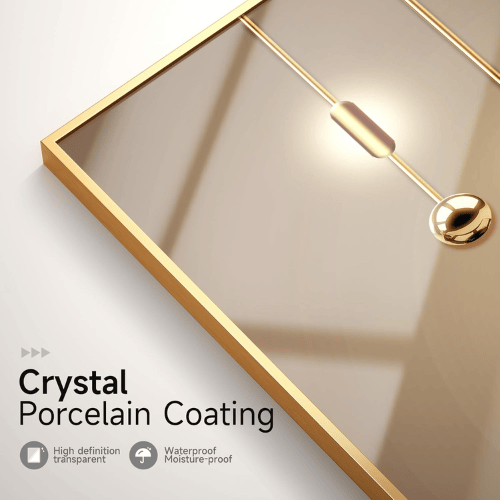 Modern Golden Essence 3-Piece Framed Set – Crystal Porcelain High-Gloss Abstract