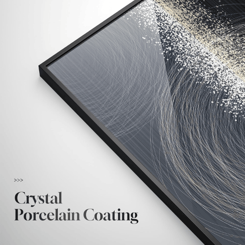 Modern Black & Silver "Celestial Motion" 3-Piece Set – Crystal Porcelain High-Gloss Abstract
