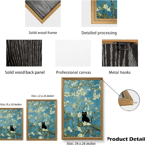 Monet’s "Water Lilies with Black Cat" – Premium Framed Vintage Canvas