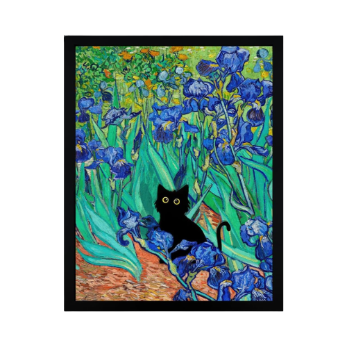 Monet’s "Water Lilies with Black Cat" – Premium Framed Vintage Canvas