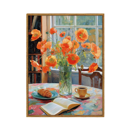 Vintage "Poppy & Prose" Framed Canvas