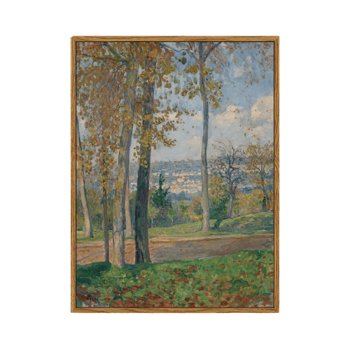 Mediterranean "Azure Balcony" Framed Canvas – Coastal Ocean View with Orange Tree