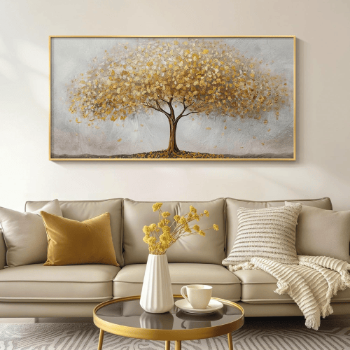 Modern "Golden Infinity" Tree of Life – Luxurious Framed Canvas