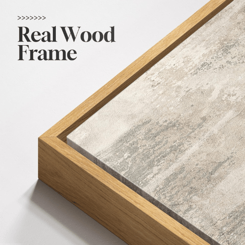Modern "Washed Willow" Tree of Life – Neutral Beige & Gray Framed Canvas