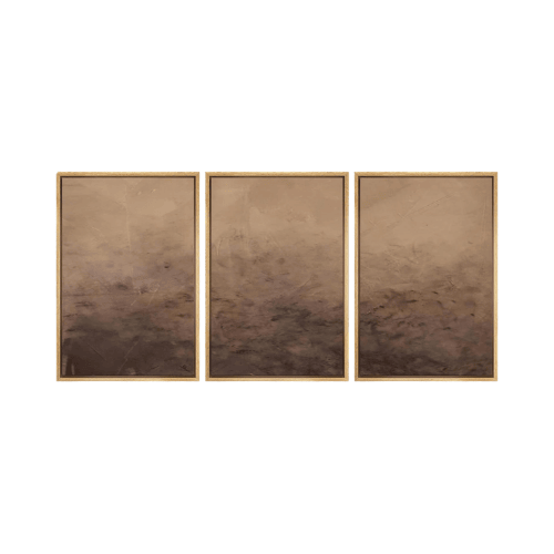 Abstract "Earthy Minimal" 3-Piece Framed Set – Neutral Brown & Terracotta Organic Illustrations
