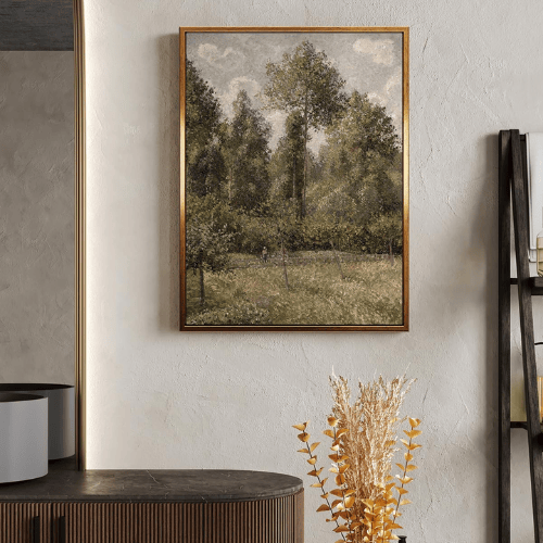 Modern "Golden Eragny" Canvas – Poplars in the Sunlit Countryside