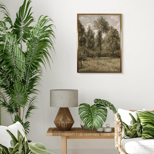 Modern "Golden Eragny" Canvas – Poplars in the Sunlit Countryside