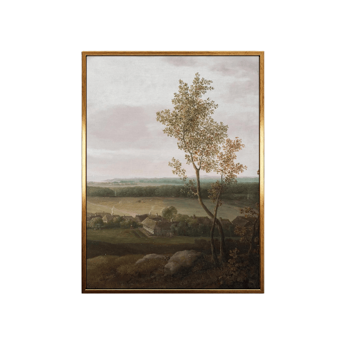 Modern "Jægerspris Countryside" Canvas – Vintage Danish Village & Nature Landscape