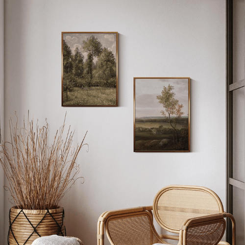 Modern "Jægerspris Countryside" Canvas – Vintage Danish Village & Nature Landscape