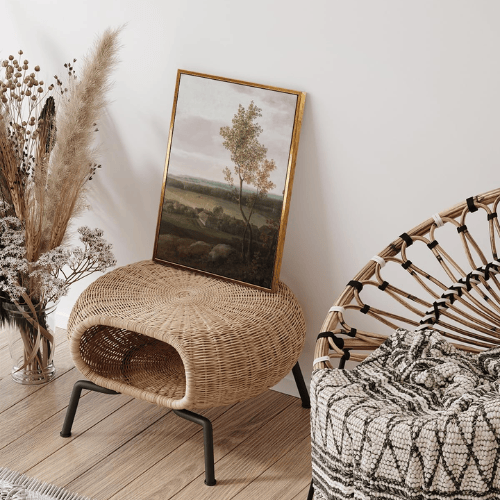 Modern "Jægerspris Countryside" Canvas – Vintage Danish Village & Nature Landscape