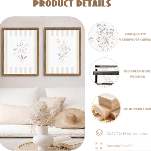 Modern "Meadow & Bloom" Canvas Set – Vintage Wildflower & Country Field Landscapes