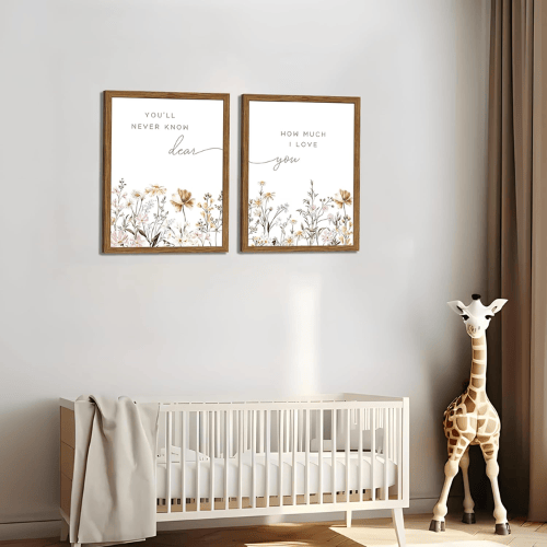 Modern "Eternal Love" Wildflower Canvas Set – Boho Floral Nursery Decor & Sentiment Verse