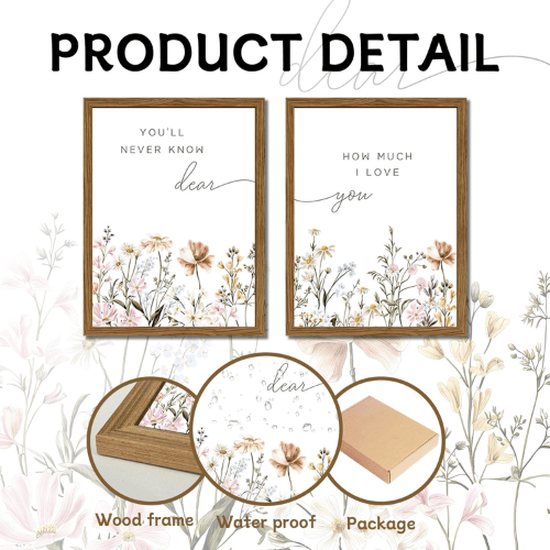 Modern "Eternal Love" Wildflower Canvas Set – Boho Floral Nursery Decor & Sentiment Verse