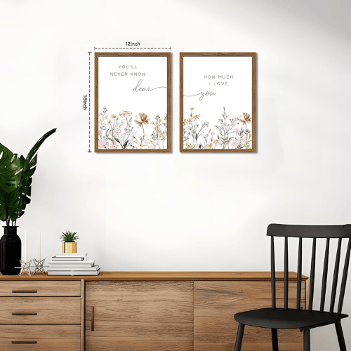 Modern "Eternal Love" Wildflower Canvas Set – Boho Floral Nursery Decor & Sentiment Verse