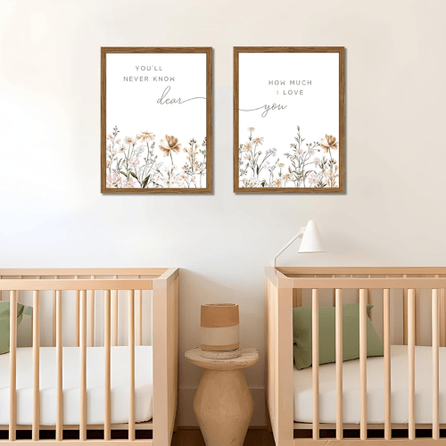 Modern "Eternal Love" Wildflower Canvas Set – Boho Floral Nursery Decor & Sentiment Verse