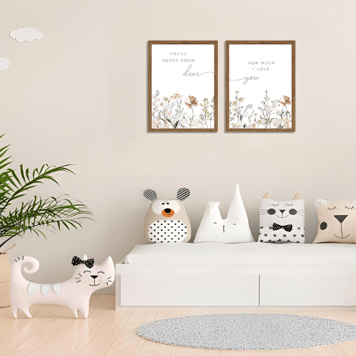 Modern "Eternal Love" Wildflower Canvas Set – Boho Floral Nursery Decor & Sentiment Verse