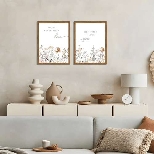 Modern "Eternal Love" Wildflower Canvas Set – Boho Floral Nursery Decor & Sentiment Verse