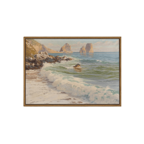 Modern "Azure Horizon" Coastal Canvas – Vintage Beach & Ocean Scenery