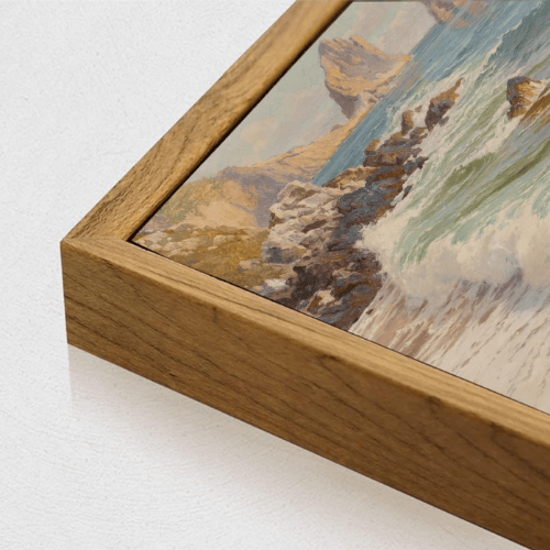 Modern "Azure Horizon" Coastal Canvas – Vintage Beach & Ocean Scenery
