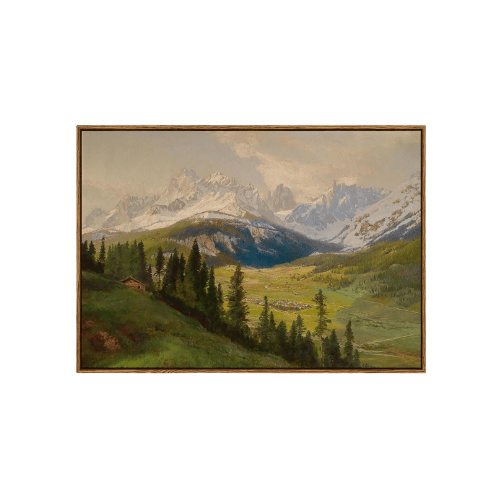 Modern "Mountain Meadow" Canvas – Vintage Wildflower Valley & Forest Scenery
