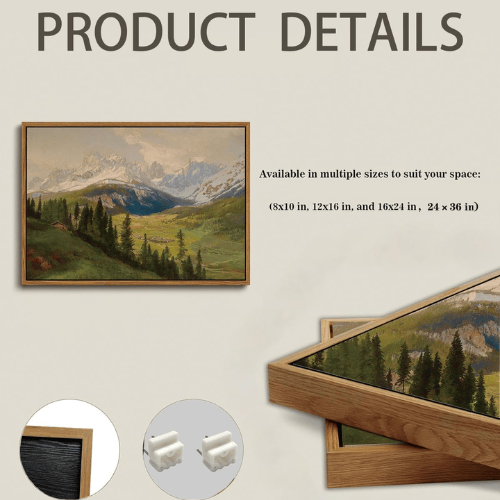 Modern "Mountain Meadow" Canvas – Vintage Wildflower Valley & Forest Scenery