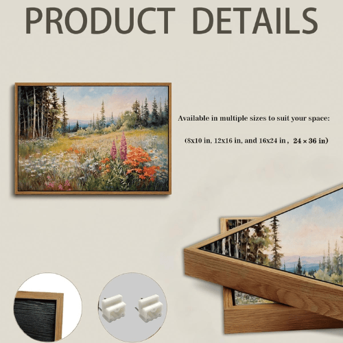 Modern "Prism Meadow" Canvas – Vintage Wildflower Field & Forest Scenery