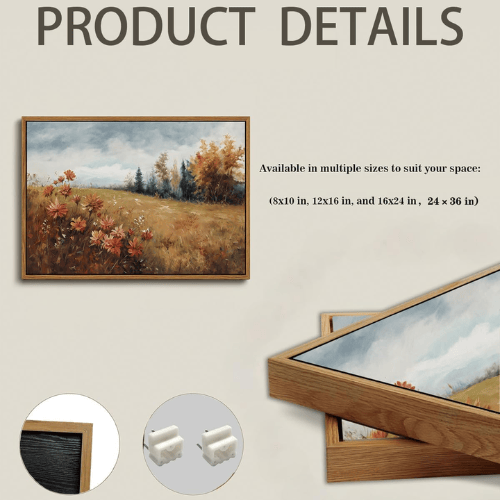 Modern "Golden Fields" Canvas – Vintage Autumn Wildflower & Forest Scenery
