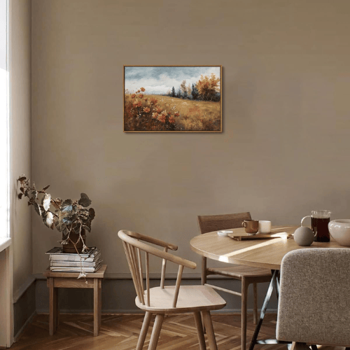 Modern "Golden Fields" Canvas – Vintage Autumn Wildflower & Forest Scenery